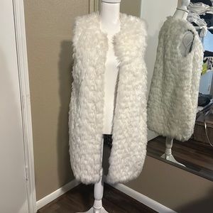 Long white Michael Kors fur vest